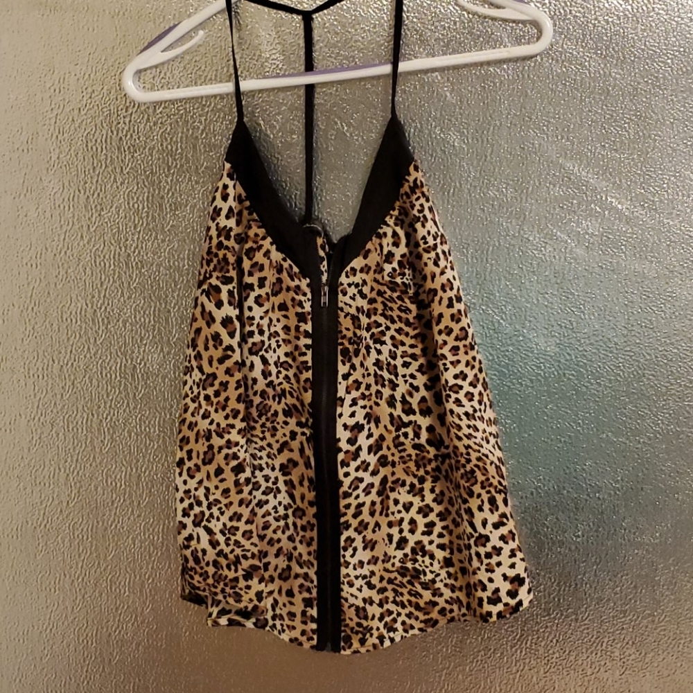 ⭐leopard Zipper Tank Top
